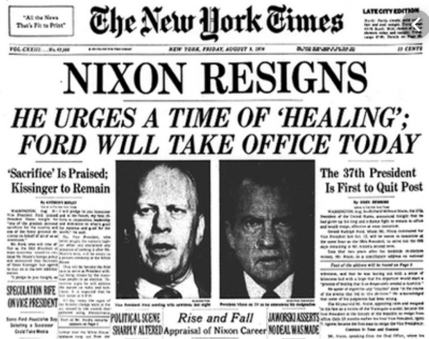 Nixon resigns NYT newspapers